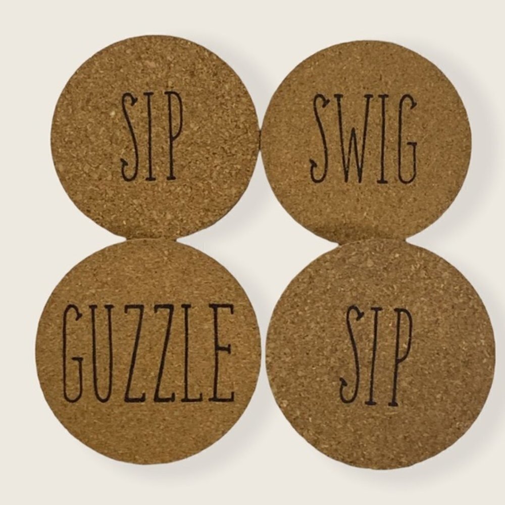 Cork Coasters Set of 4 Rae Dunn Font Quotes Neutral By Manor House Market 4 inch - Picture 6 of 9